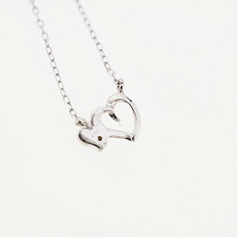 【jv511】 ネックレス ハートモチーフ K10WG ホワイトゴールド ダイヤモンド 0.01ct 未使用【中古】レディース