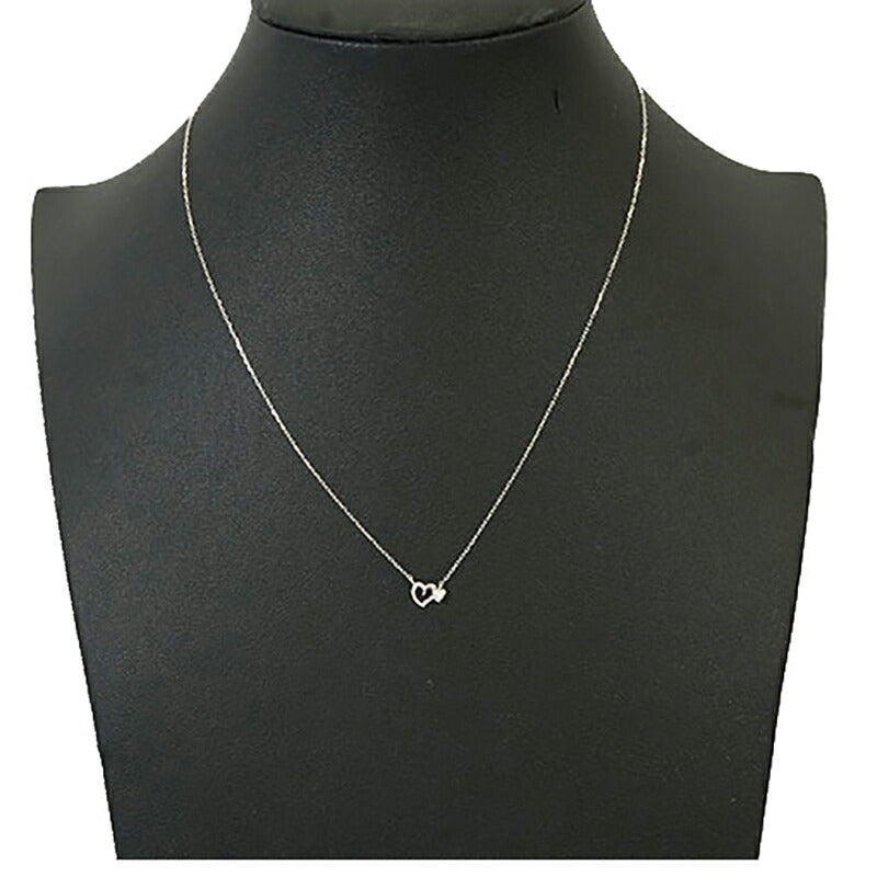 【jv511】 ネックレス ハートモチーフ K10WG ホワイトゴールド ダイヤモンド 0.01ct 未使用【中古】レディース