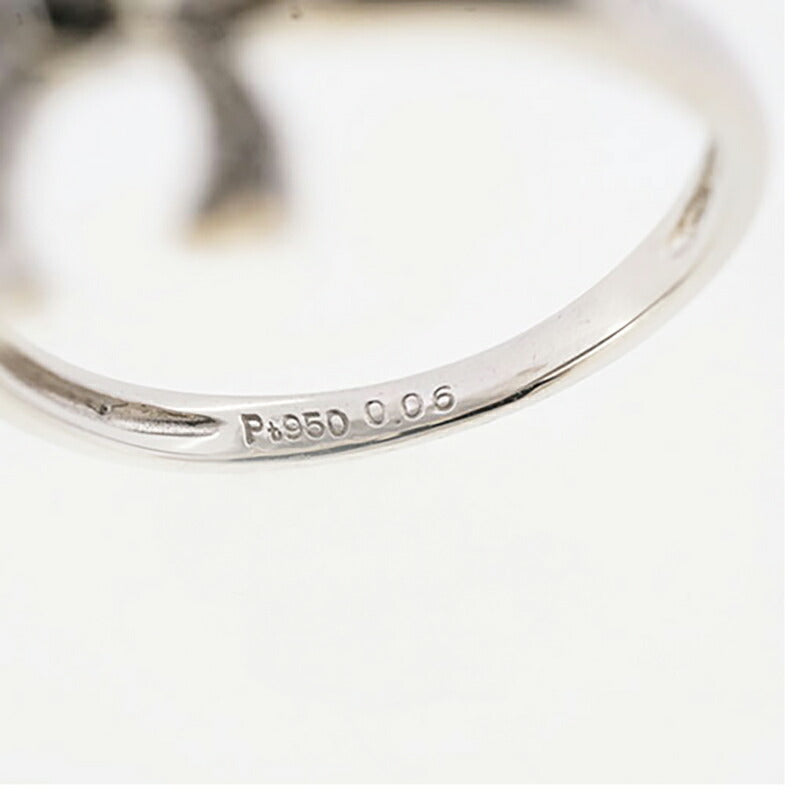 【jv517】 リング リボンモチーフ Pt950 プラチナ ダイヤモンド 0.06ct 10号 未使用【中古】レディース