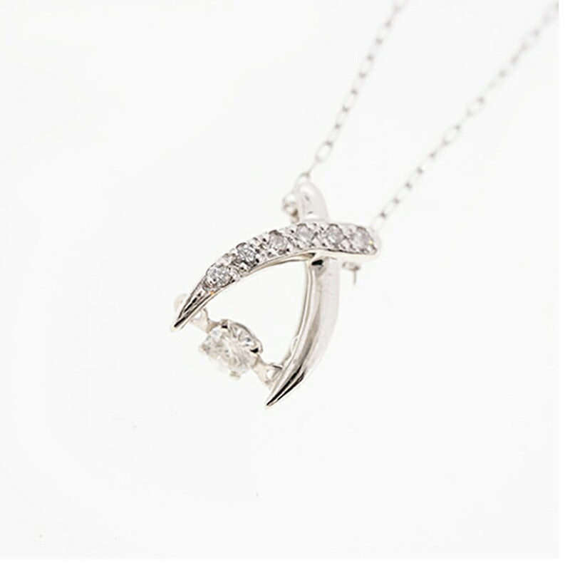 【jv520】 ネックレス Pt850 プラチナ ダイヤモンド 0.05ct/0.02ct 未使用【中古】レディース