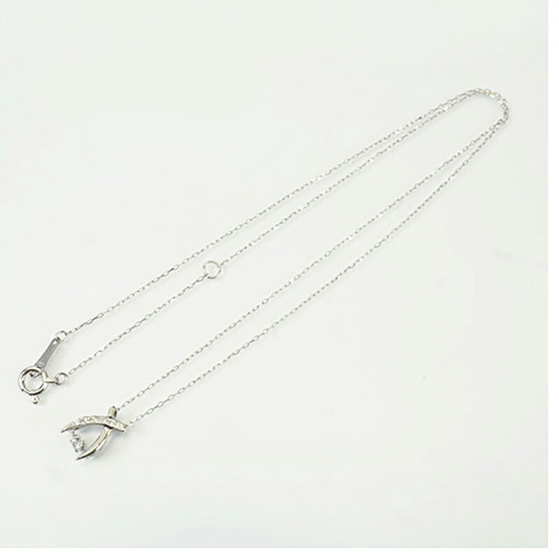 【jv520】 ネックレス Pt850 プラチナ ダイヤモンド 0.05ct/0.02ct 未使用【中古】レディース