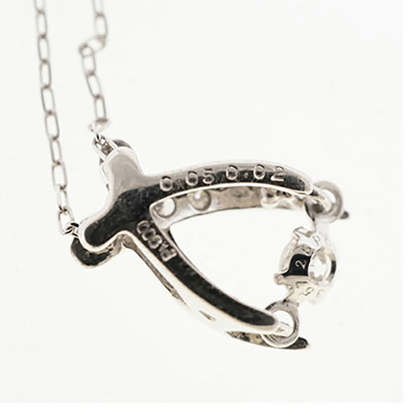 【jv520】 ネックレス Pt850 プラチナ ダイヤモンド 0.05ct/0.02ct 未使用【中古】レディース