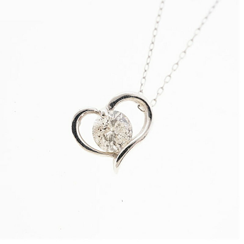 【jv525】 ネックレス ハートモチーフ K18WG ホワイトゴールド ダイヤモンド 0.2ct 未使用【中古】レディース