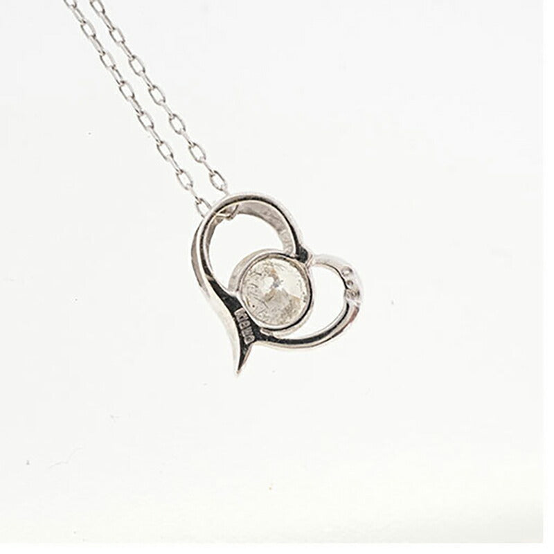 【jv525】 ネックレス ハートモチーフ K18WG ホワイトゴールド ダイヤモンド 0.2ct 未使用【中古】レディース