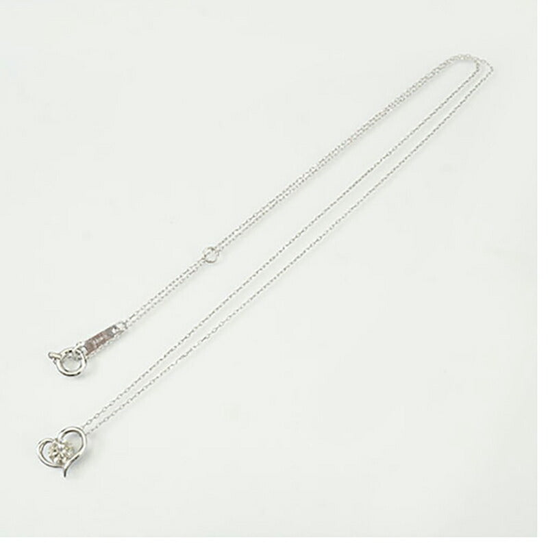 【jv525】 ネックレス ハートモチーフ K18WG ホワイトゴールド ダイヤモンド 0.2ct 未使用【中古】レディース