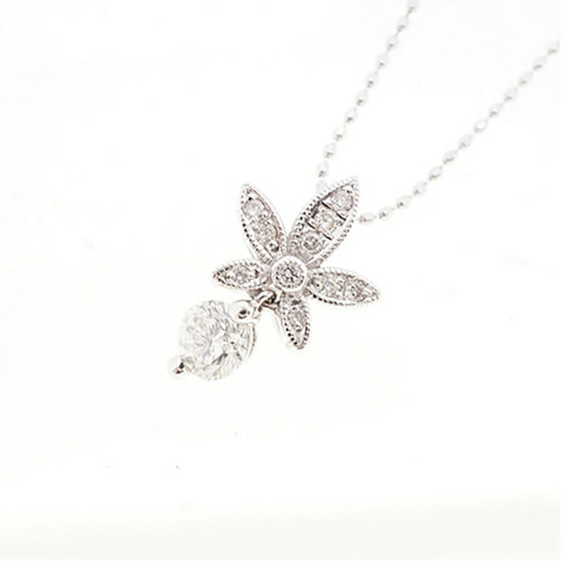 【jv527】 ネックレス K18WG ホワイトゴールド ダイヤモンド 0.345ct/0.09ct 未使用【中古】レディース