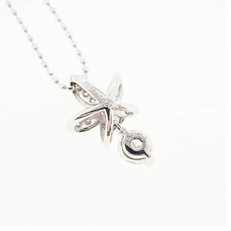 【jv527】 ネックレス K18WG ホワイトゴールド ダイヤモンド 0.345ct/0.09ct 未使用【中古】レディース