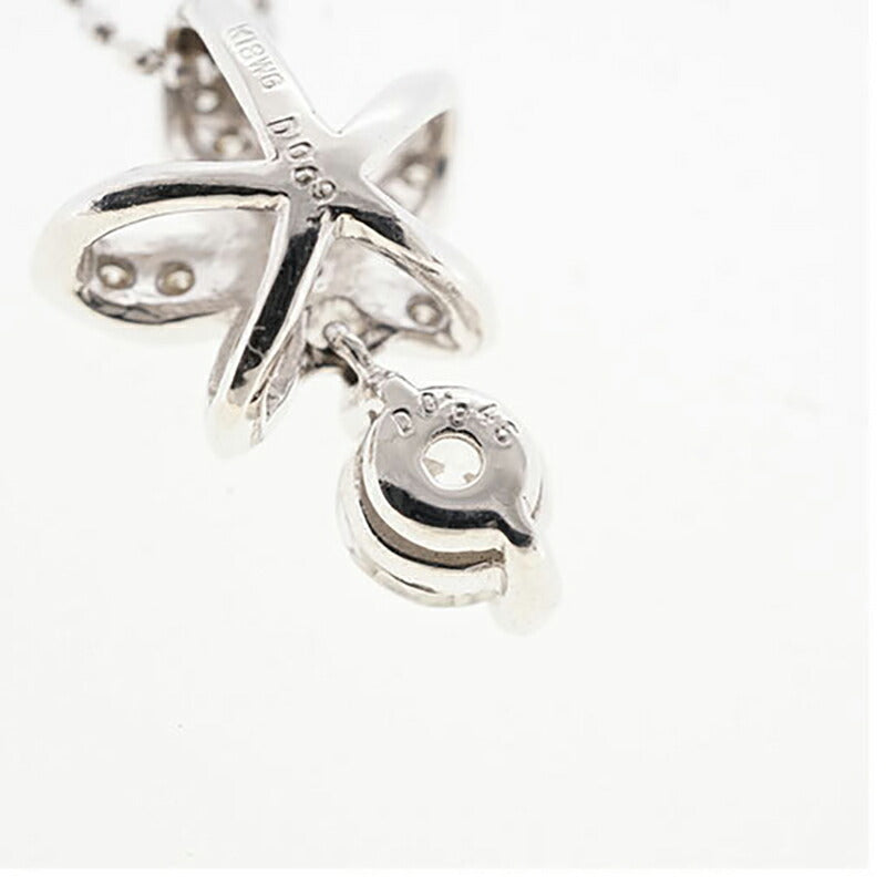 【jv527】 ネックレス K18WG ホワイトゴールド ダイヤモンド 0.345ct/0.09ct 未使用【中古】レディース