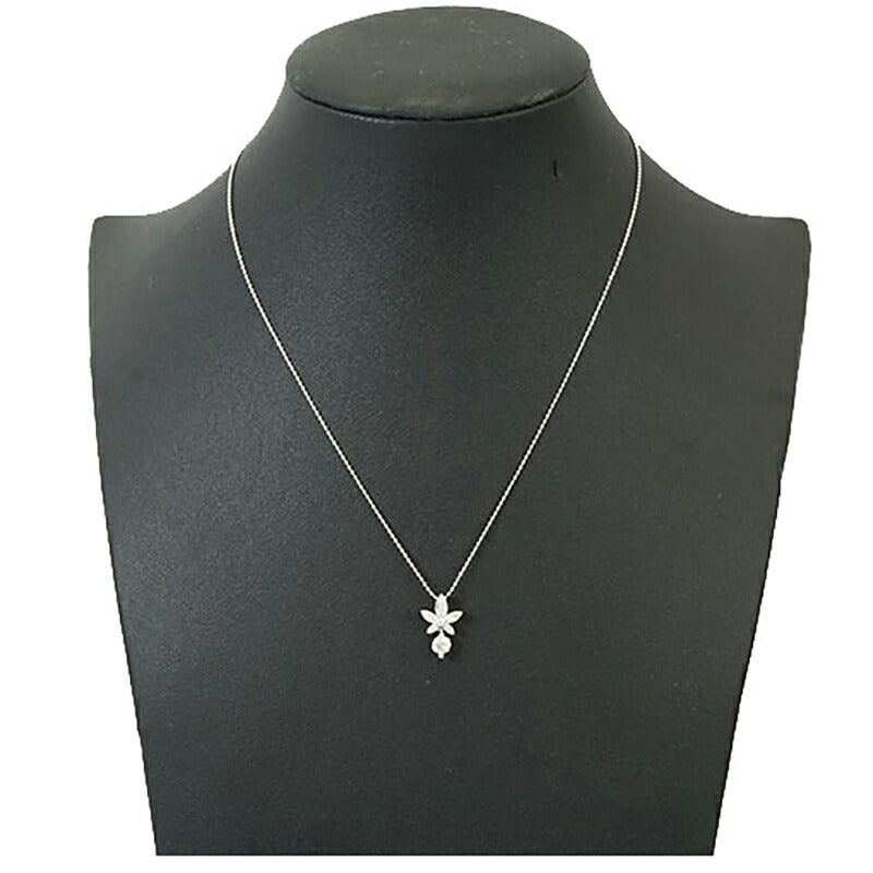 【jv527】 ネックレス K18WG ホワイトゴールド ダイヤモンド 0.345ct/0.09ct 未使用【中古】レディース