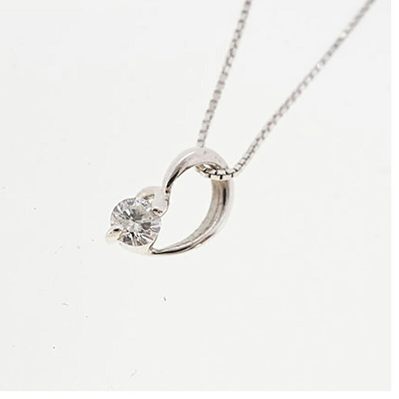 【jv528】 ネックレス 一粒ダイヤ K10WG ホワイトゴールド ダイヤモンド 0.07ct 未使用【中古】レディース