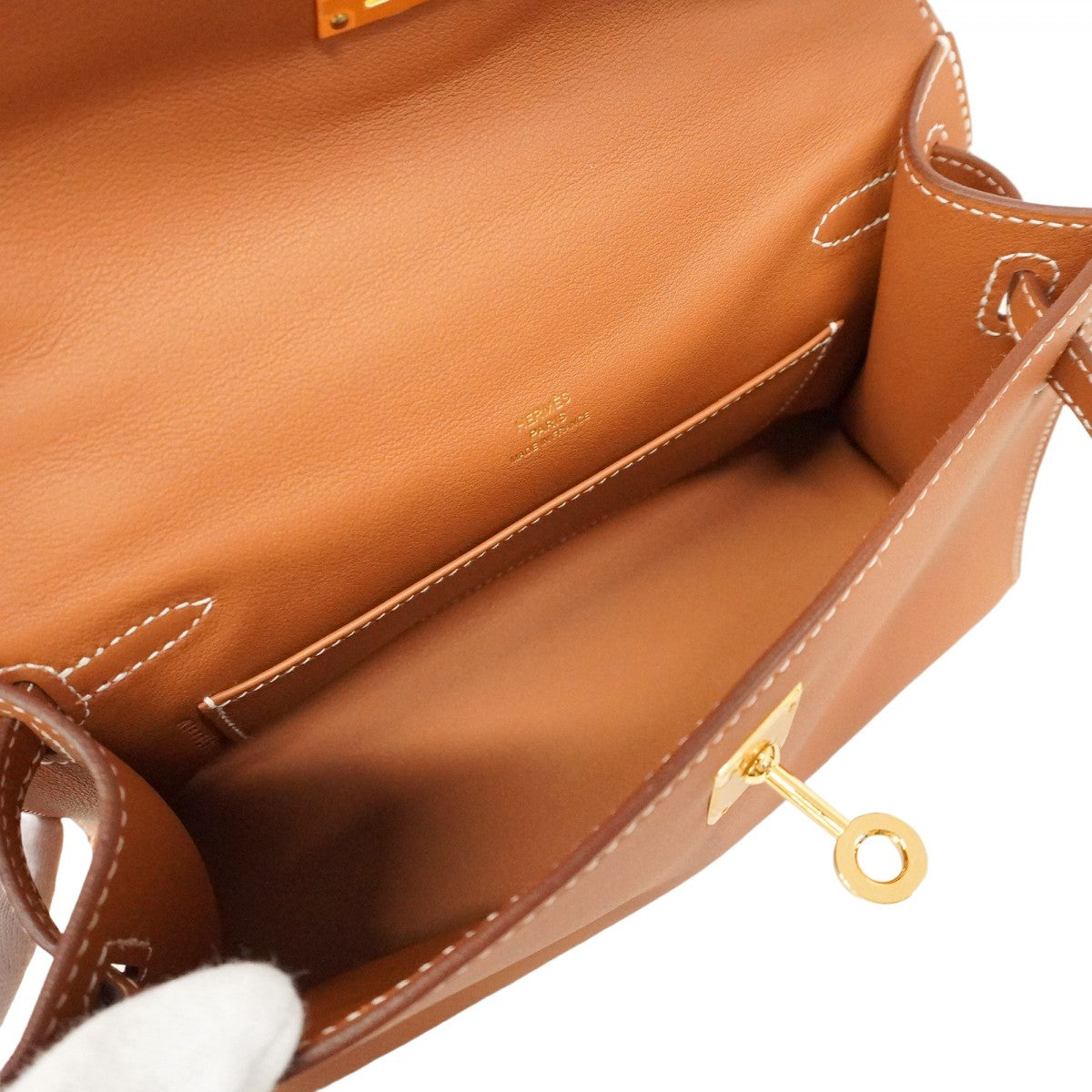 【5de6739-e-g-b】エルメス ハンドバッグ ポシェットケリー スイフト ゴールド ゴールド金具 B刻印【中古】レディース