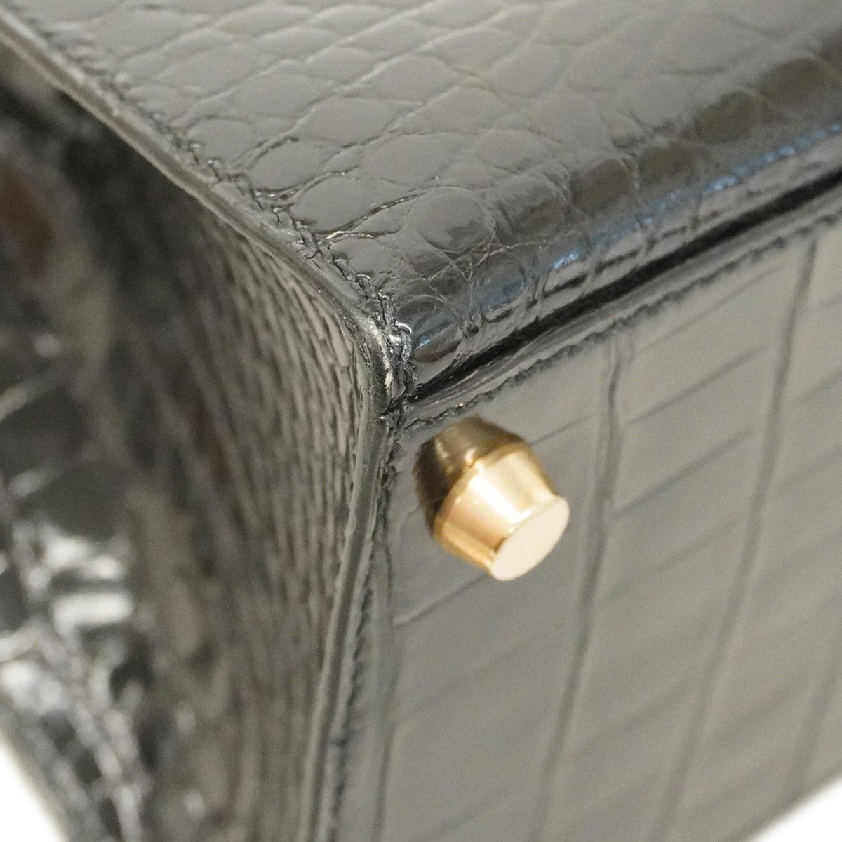 【5eb1835-g】エルメス ハンドバッグ ケリー28 ポロサス ブラック ゴールド金具【中古】レディース