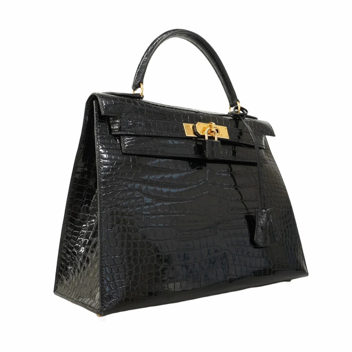 【5eb1835-g】エルメス ハンドバッグ ケリー28 ポロサス ブラック ゴールド金具【中古】レディース