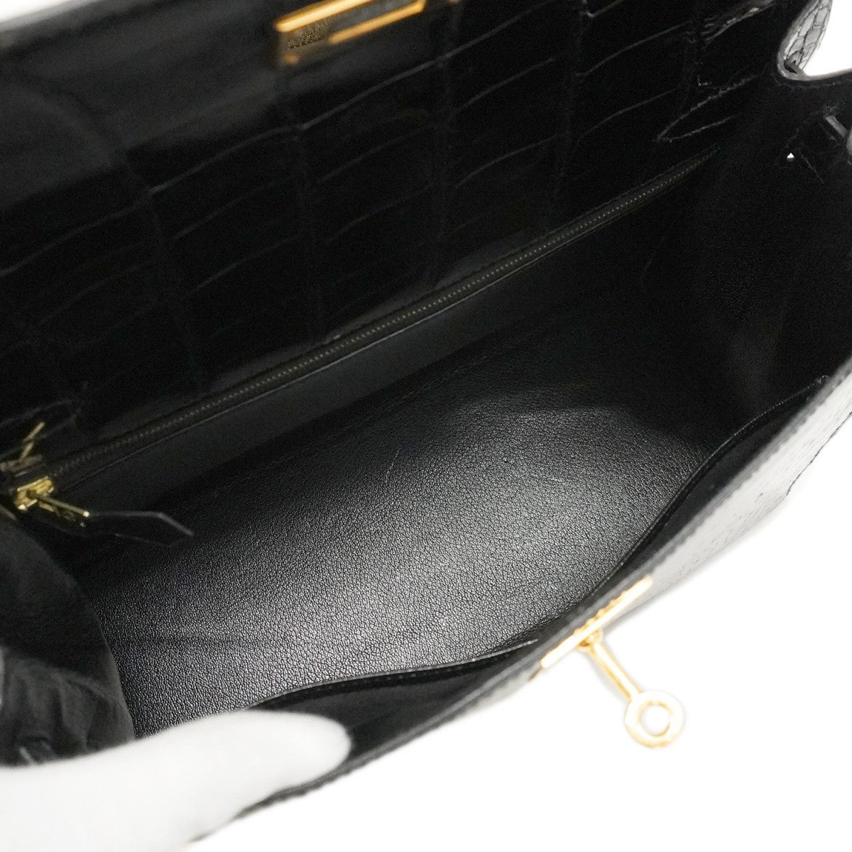 【5eb1835-g】エルメス ハンドバッグ ケリー28 ポロサス ブラック ゴールド金具【中古】レディース