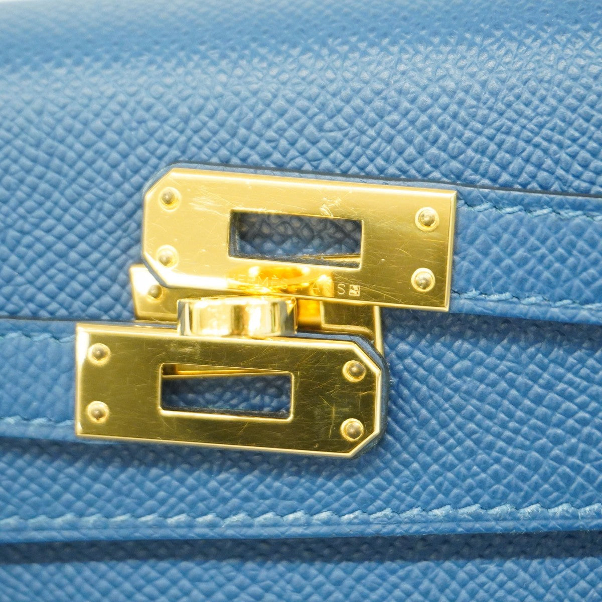 【5ec3955-g】エルメス ハンドバッグ ケリー25 ヴォーエプソン ディープブルー ゴールド金具 D刻印【中古】レディース