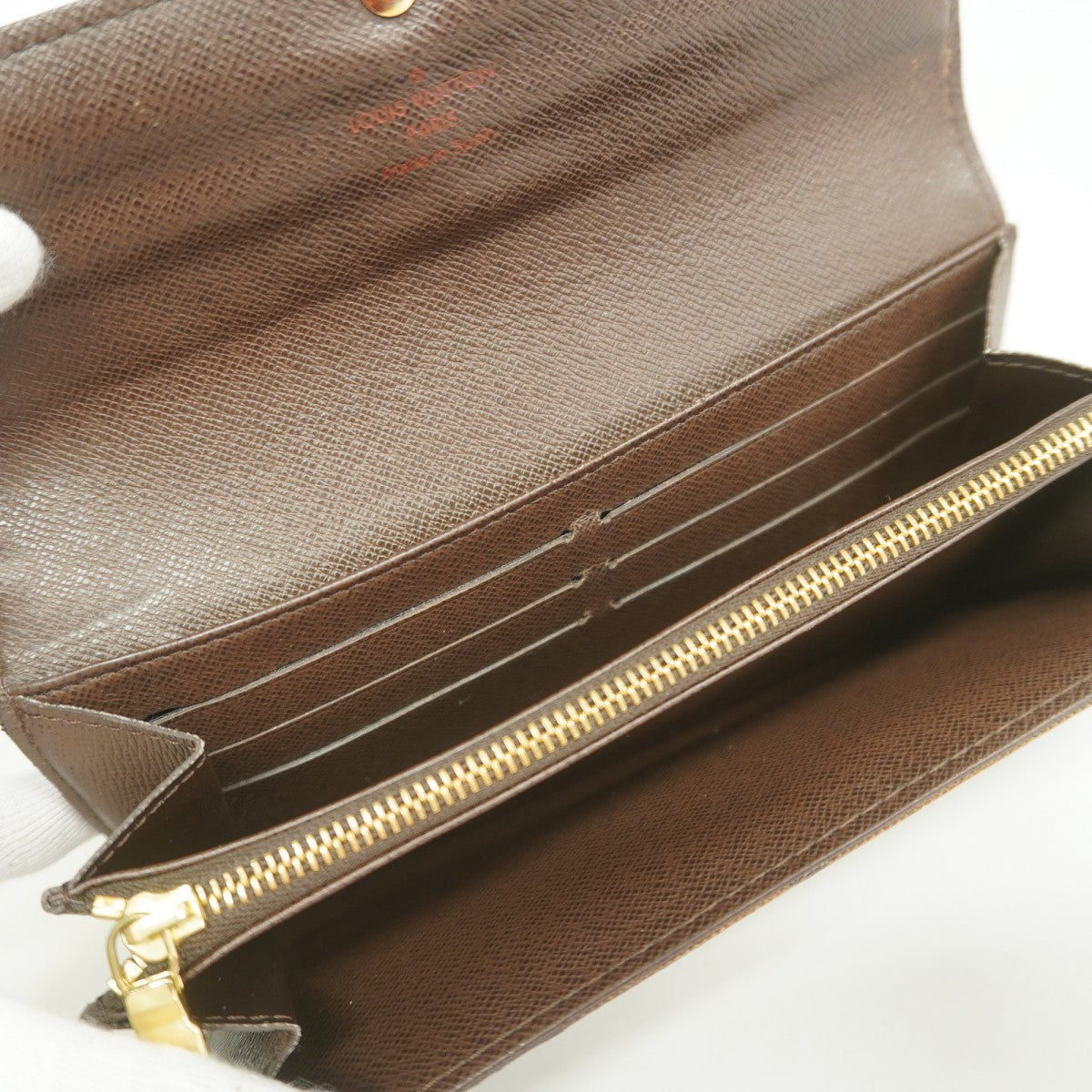 【5fb1964】ルイヴィトン 長財布 ダミエ ポルトフォイユサラ N61734 エベヌ【中古】レディース