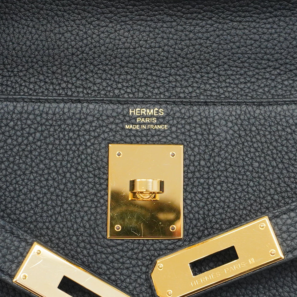 ★SALE【5fd5086-g-b】エルメス ハンドバッグ ケリー28 トゴ ブラック ゴールド金具 B刻印【中古】レディース
