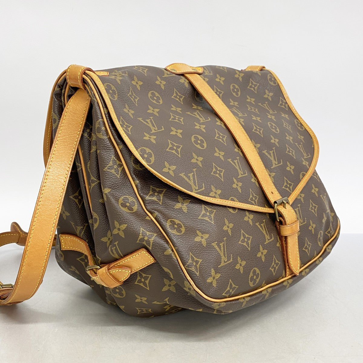 【5gd5285-h】ルイヴィトン ショルダーバッグ モノグラム ソミュール35 M42254 ブラウン【中古】レディース