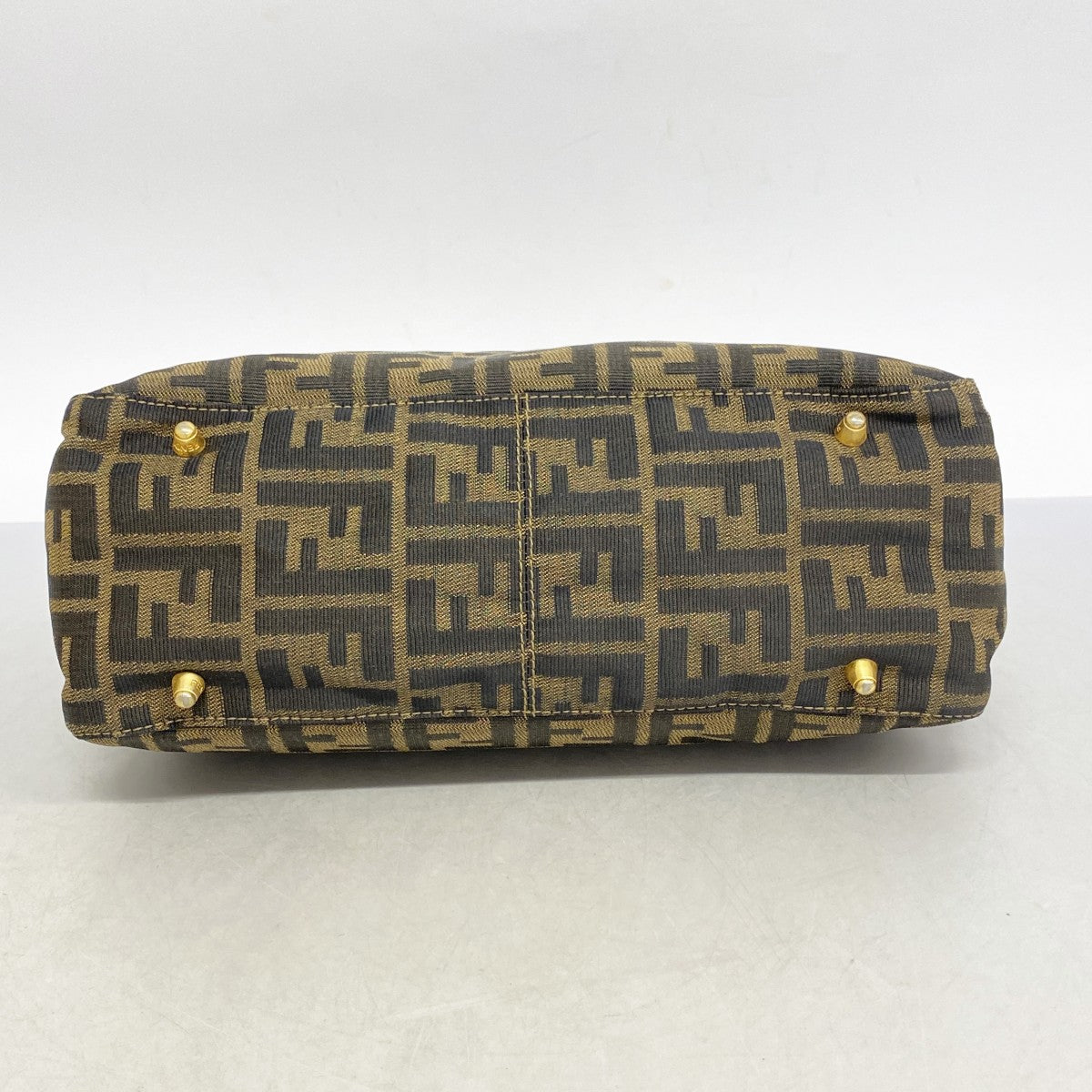 【5gd5328-h】フェンディ ハンドバッグ ズッカ ナイロンキャンバス ブラック ゴールド金具【中古】レディース
