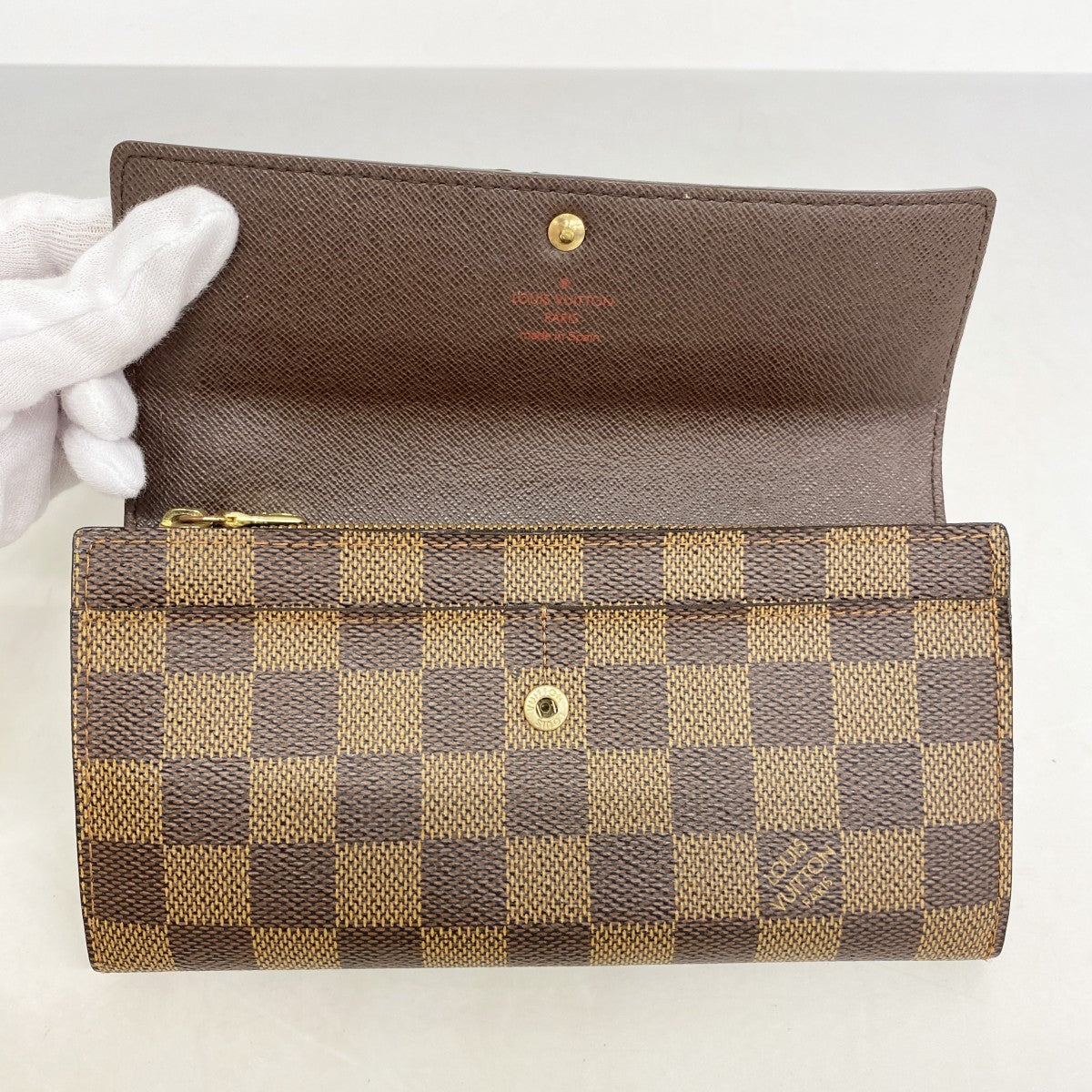 【5gd5336-h】ルイヴィトン 長財布 ダミエ ポルトモネクレディ N61726 エベヌ【中古】レディース
