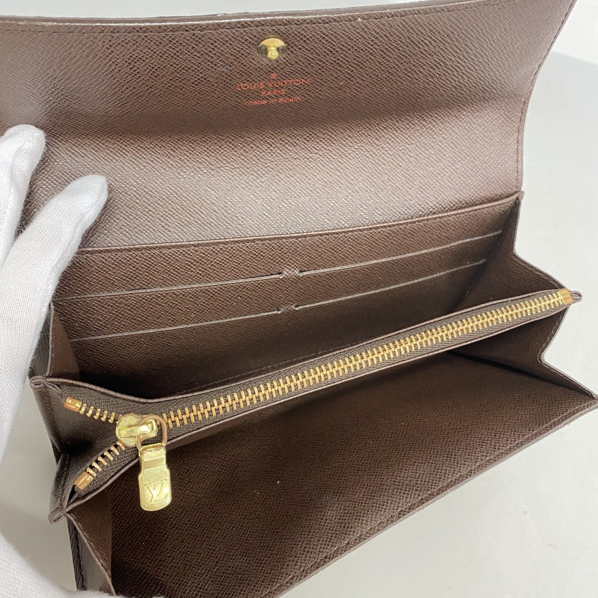 【5gd5336-h】ルイヴィトン 長財布 ダミエ ポルトモネクレディ N61726 エベヌ【中古】レディース