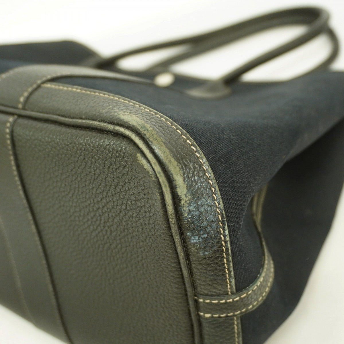 【5ga0551-h】エルメス トートバッグ ガーデンパーティPM トワルオフィシエ ブラック シルバー金具 □J刻印【中古】レディース