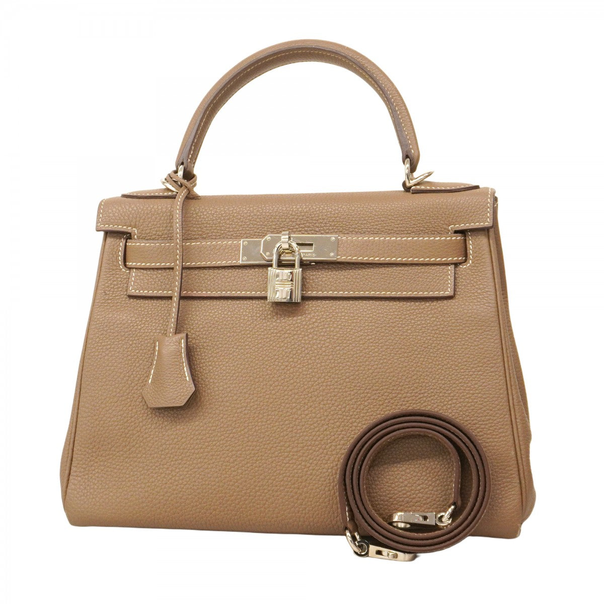★最終価格★SALE【5gd4364-e】エルメス ハンドバッグ ケリー28 トゴ エトゥープ シルバー金具 D刻印【中古】レディース