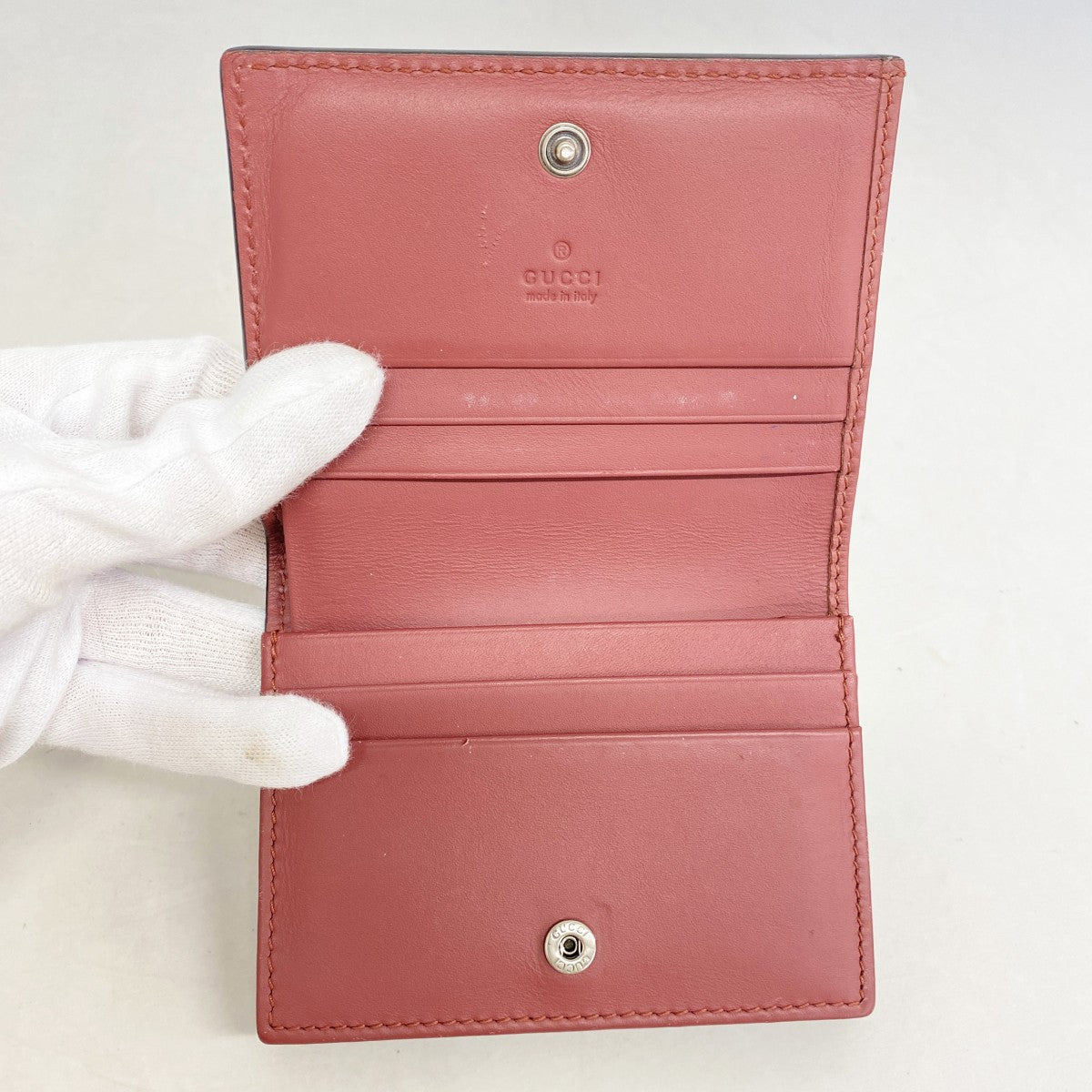 ★SALE【5gd5184-h】グッチ 財布 GGブルームス 410088 PVC ブラウン レッド シルバー金具【中古】レディース