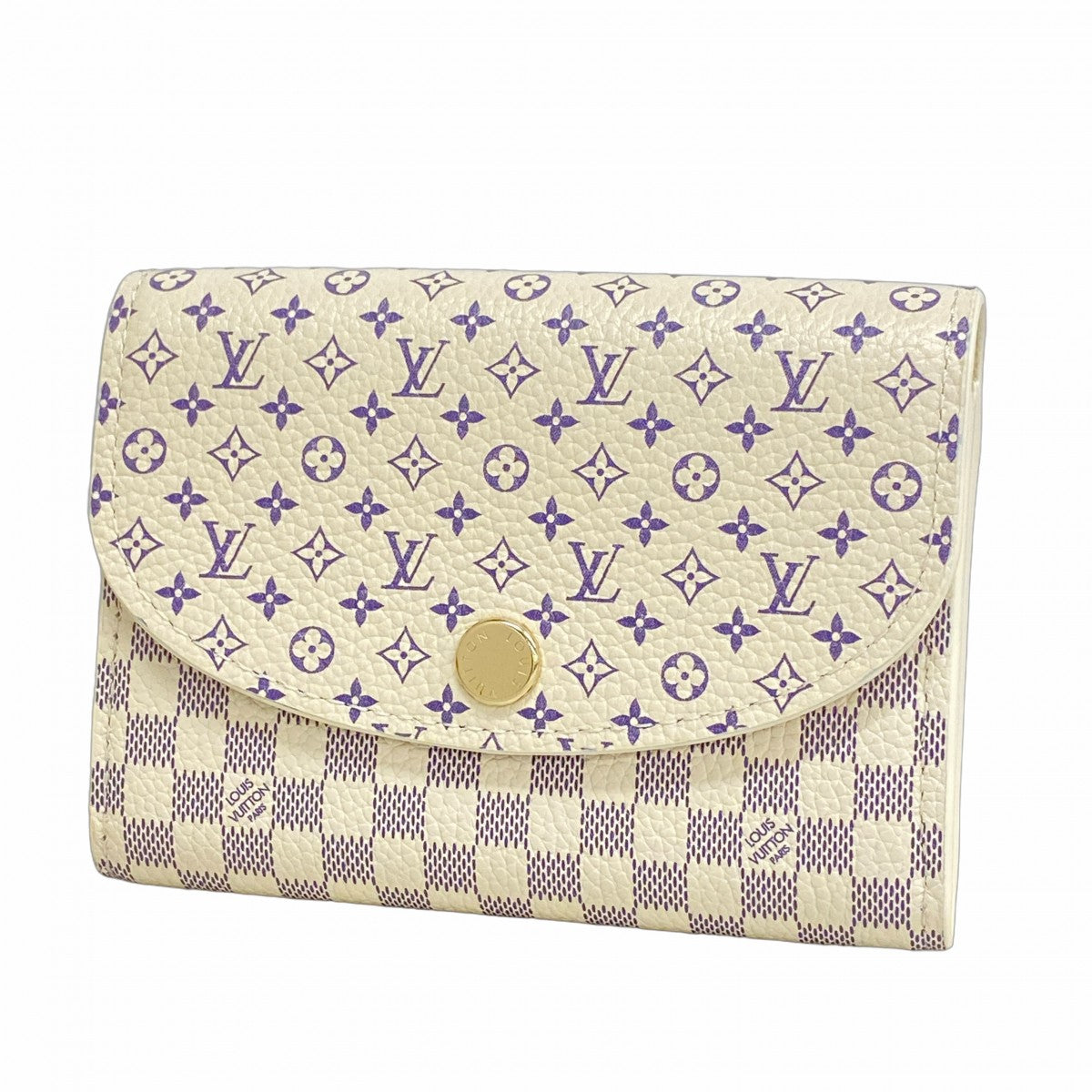 【5gd5231-h】ルイヴィトン コインケース ダミエ・アズール モノグラム ポルトモネロザリ M25745 ホワイト【中古】レディース