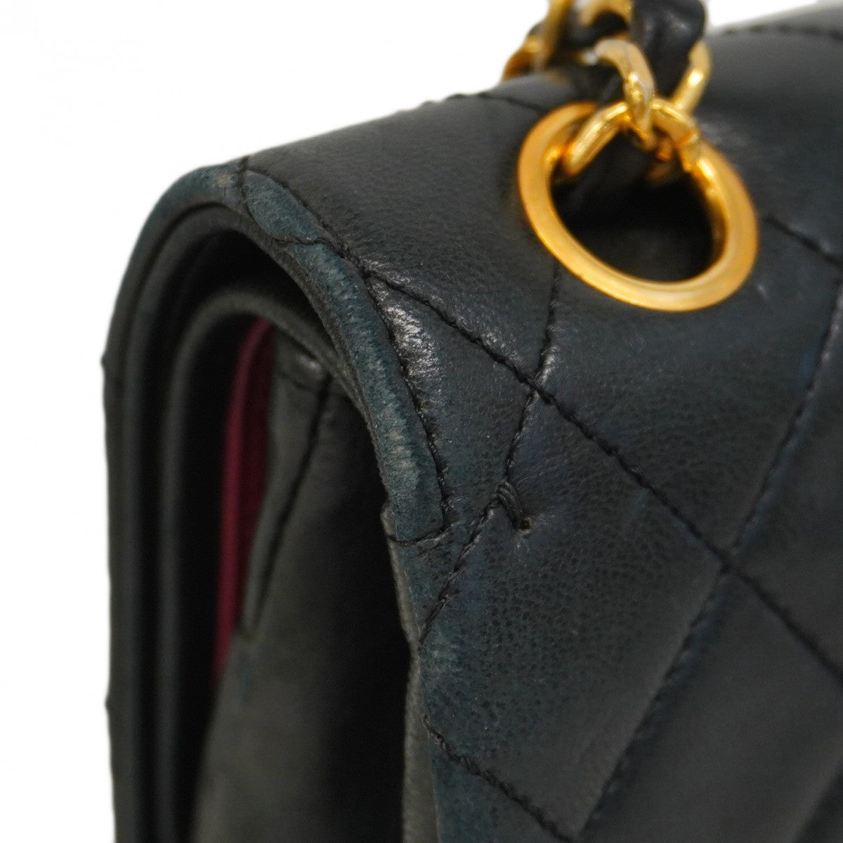 ★SALE【5gd5248-h】シャネル ショルダーバッグ マトラッセ Wフラップ Wチェーン ラムスキン ブラック ゴールド金具【中古】レディース