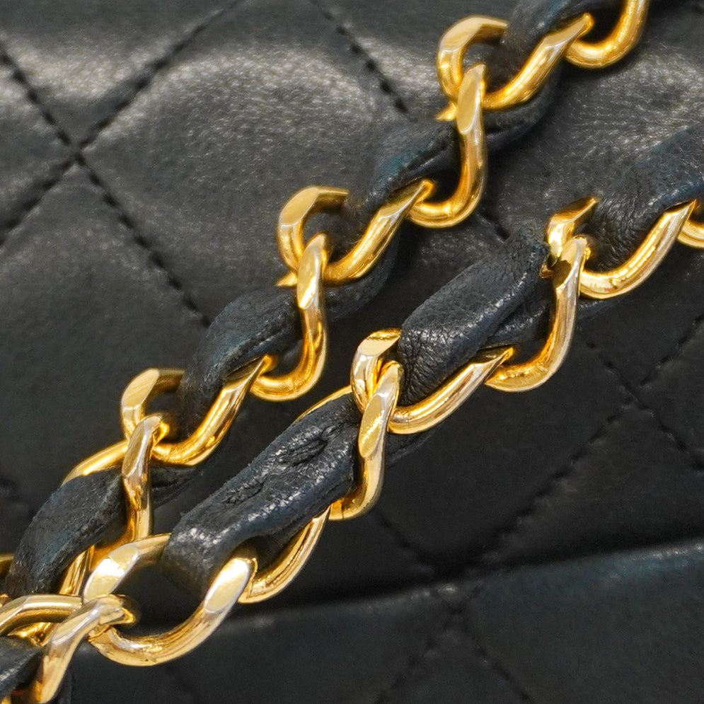 ★SALE【5gd5248-h】シャネル ショルダーバッグ マトラッセ Wフラップ Wチェーン ラムスキン ブラック ゴールド金具【中古】レディース