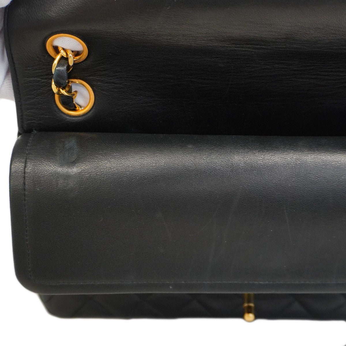 ★SALE【5gd5248-h】シャネル ショルダーバッグ マトラッセ Wフラップ Wチェーン ラムスキン ブラック ゴールド金具【中古】レディース