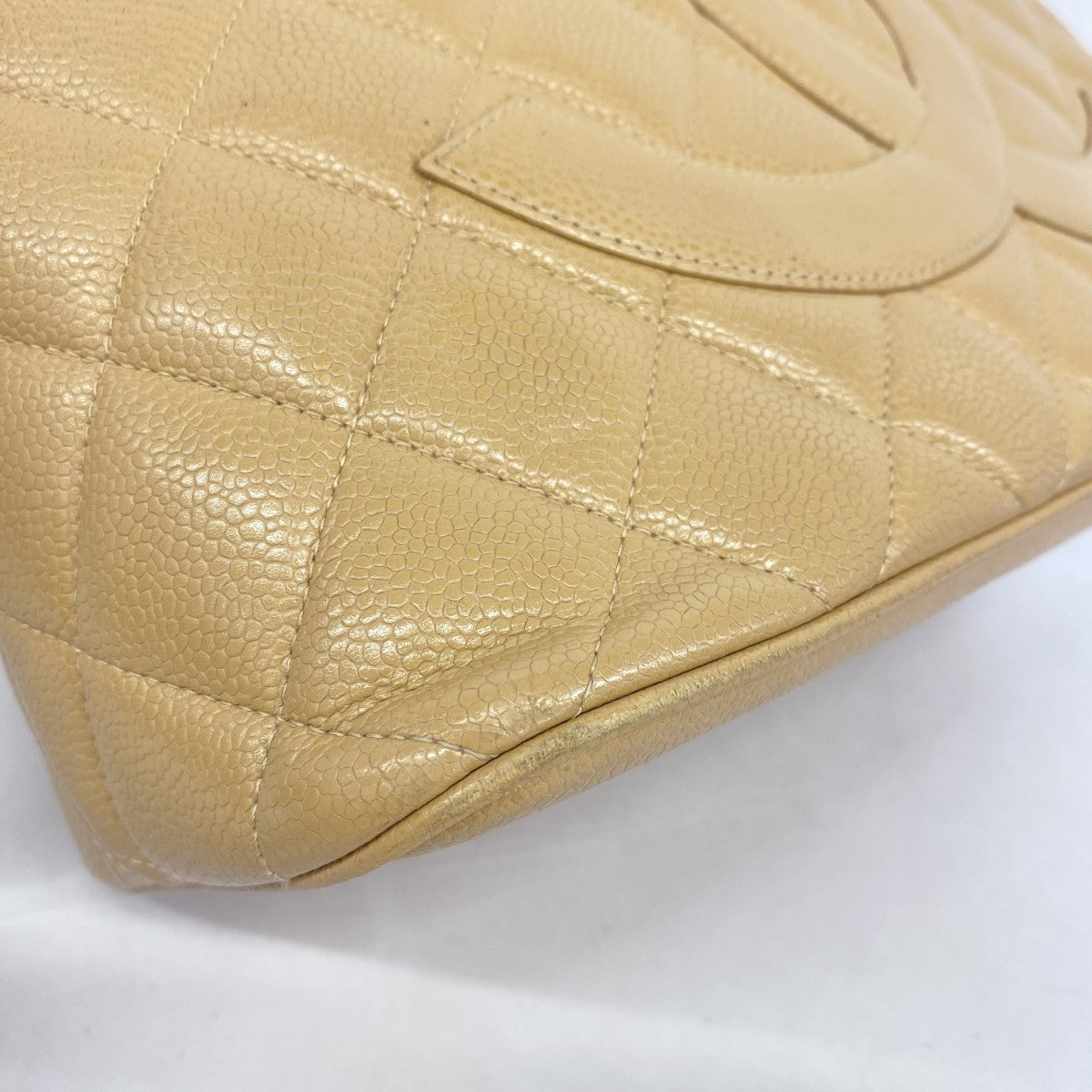 【5gd5297-h】シャネル トートバッグ 復刻トート キャビアスキン ベージュ ゴールド金具【中古】レディース