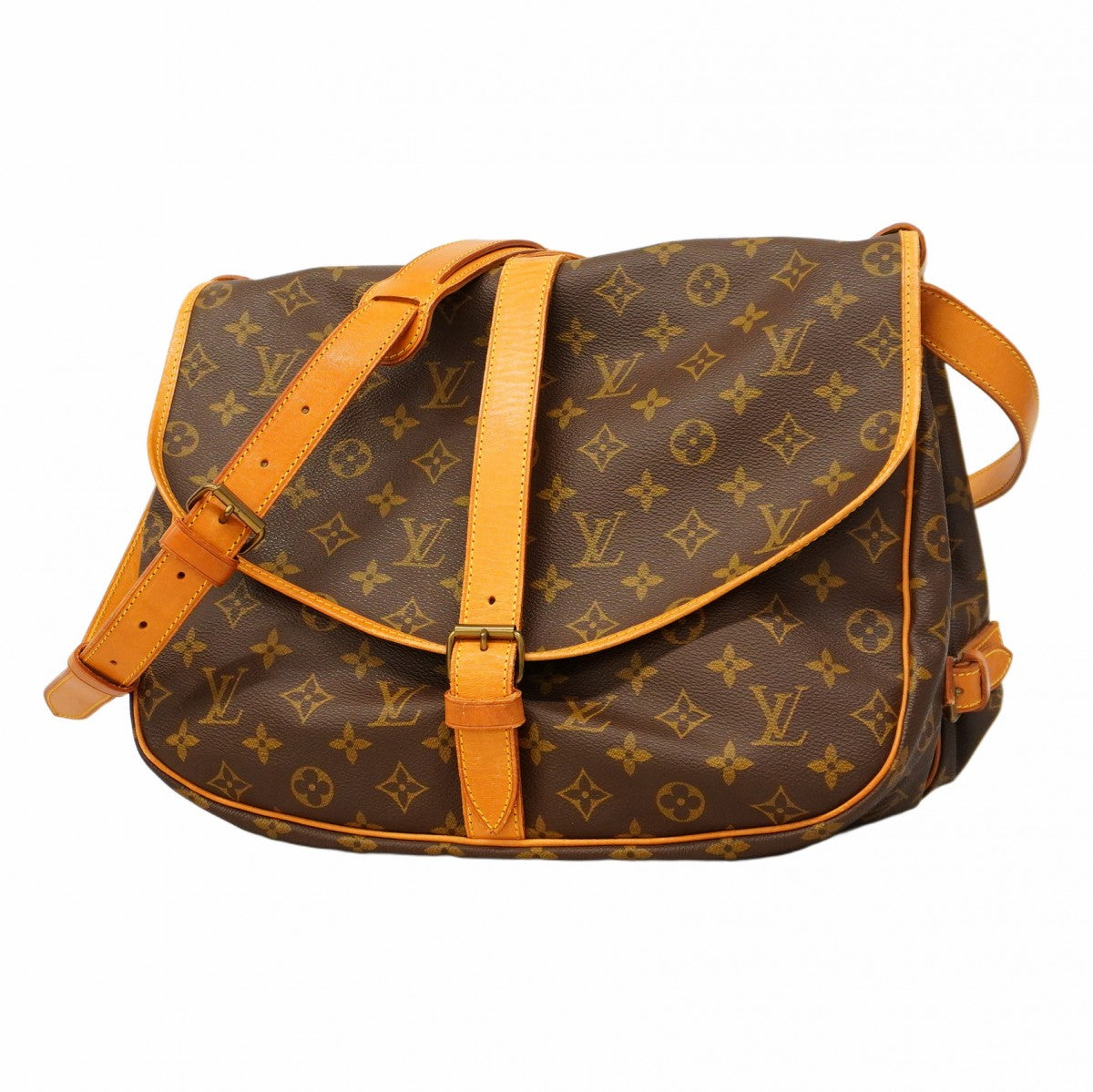 【5gd5358-h】ルイヴィトン ショルダーバッグ モノグラム ソミュール35 M42254 ブラウン【中古】レディース