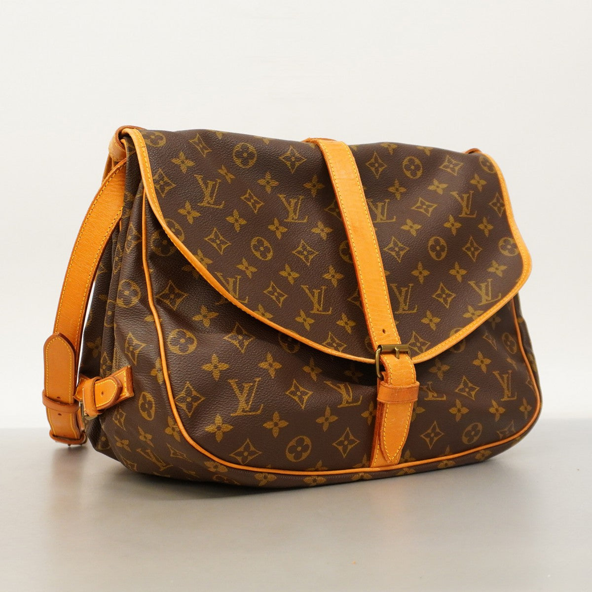 【5gd5358-h】ルイヴィトン ショルダーバッグ モノグラム ソミュール35 M42254 ブラウン【中古】レディース