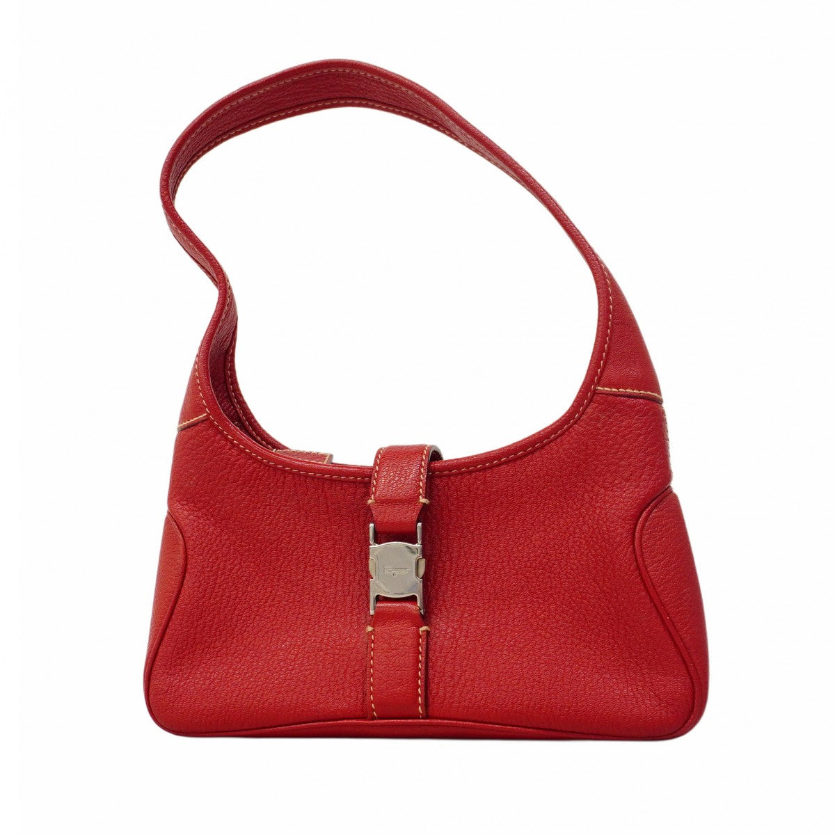 【5gd5364-h】サルヴァトーレフェラガモ ショルダーバッグ レザー レッド シルバー金具【中古】レディース