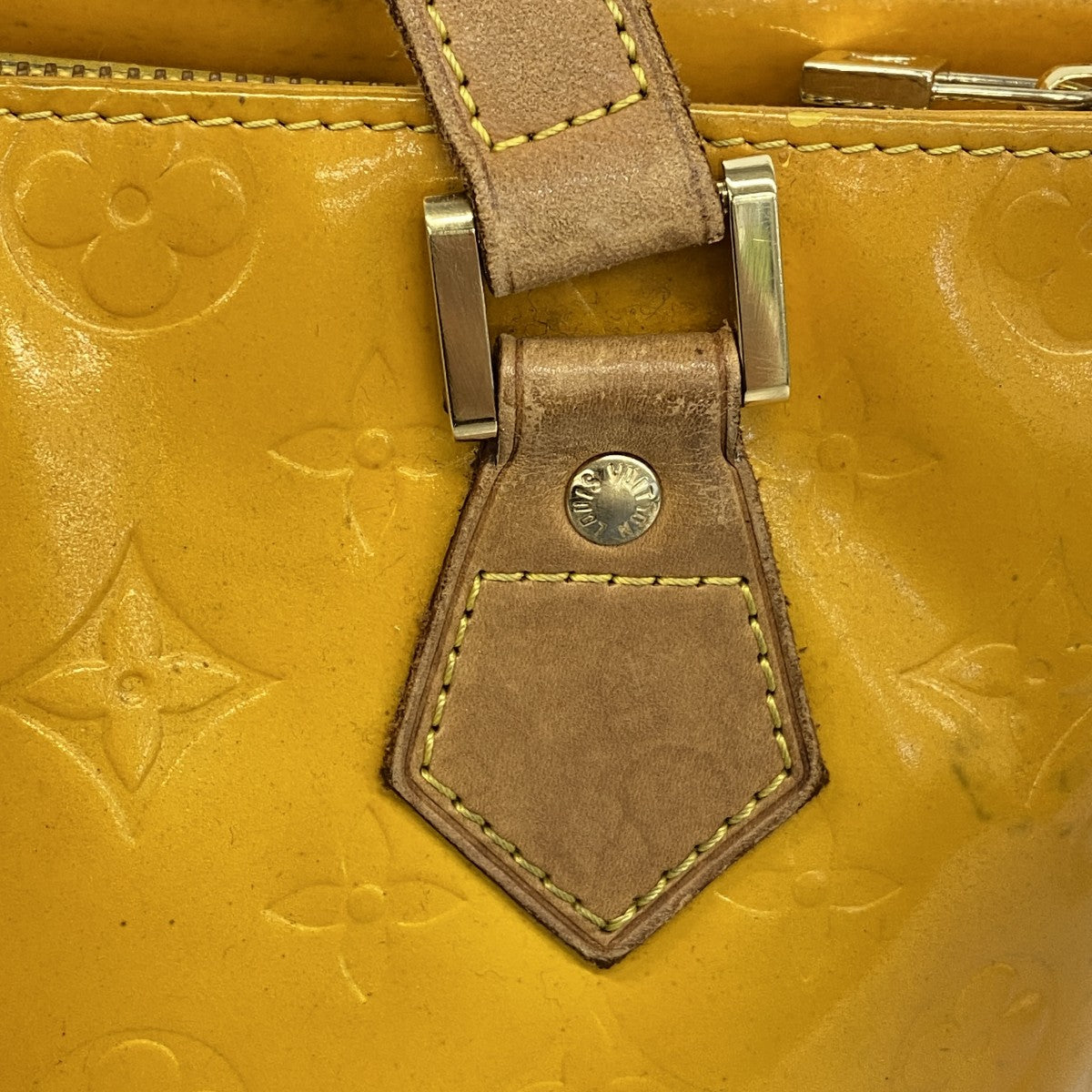 【5gd5374-h】ルイヴィトン トートバッグ ヴェルニ ヒューストン M91121 ジョーヌ【中古】レディース