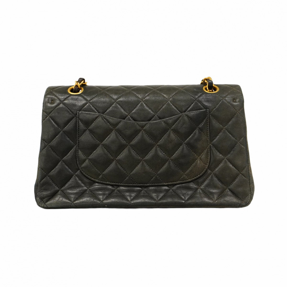 【5gd5387-h】シャネル ショルダーバッグ マトラッセ Wフラップ Wチェーン ラムスキン ブラック ゴールド金具【中古】レディース
