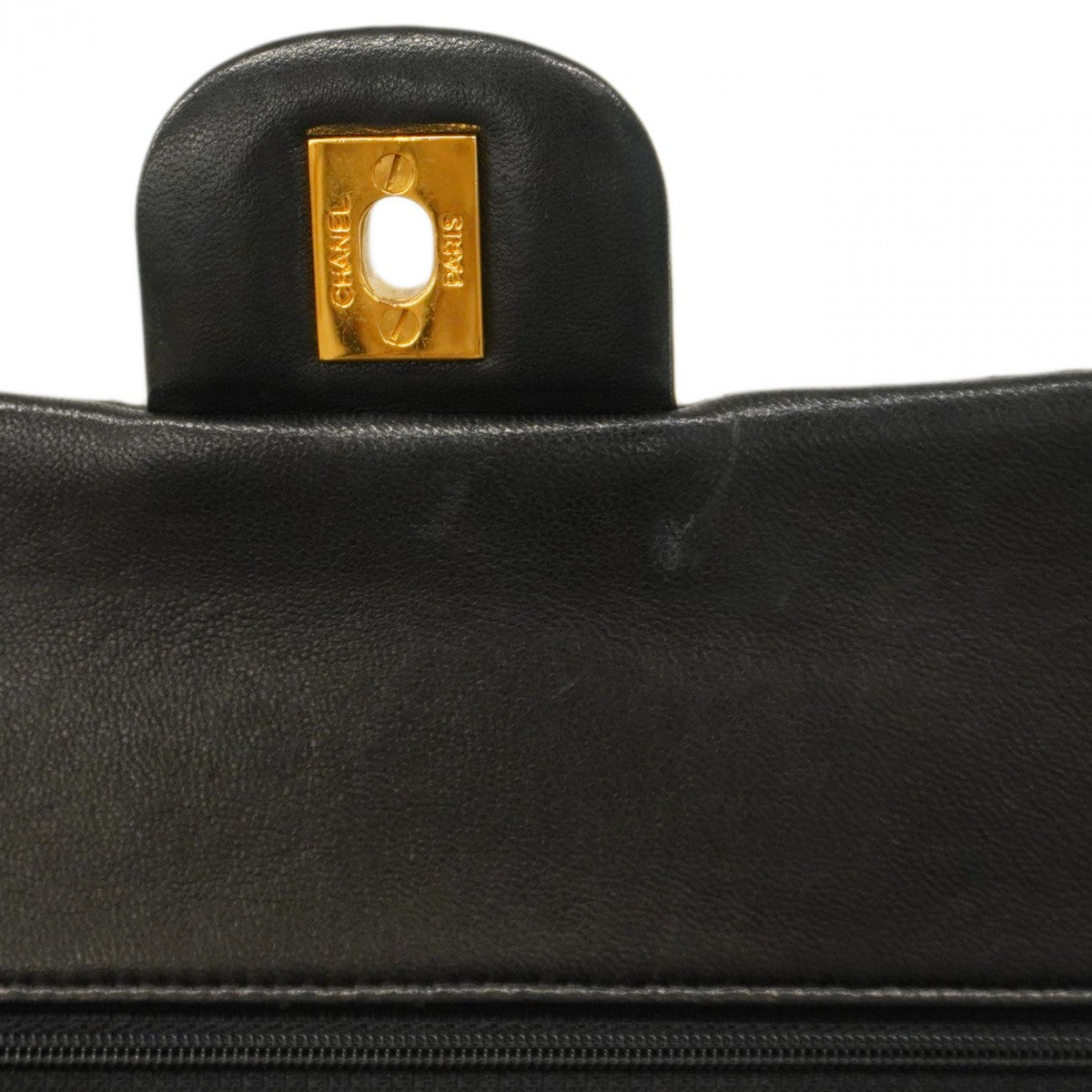 【5gd5387-h】シャネル ショルダーバッグ マトラッセ Wフラップ Wチェーン ラムスキン ブラック ゴールド金具【中古】レディース