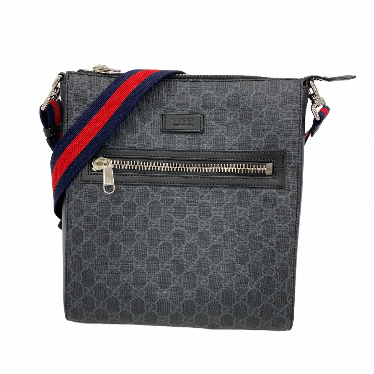 ★SALE【5gd5407-h】グッチ ショルダーバッグ GGスプリーム 474137 PVC ブラック シルバー金具【中古】メンズ