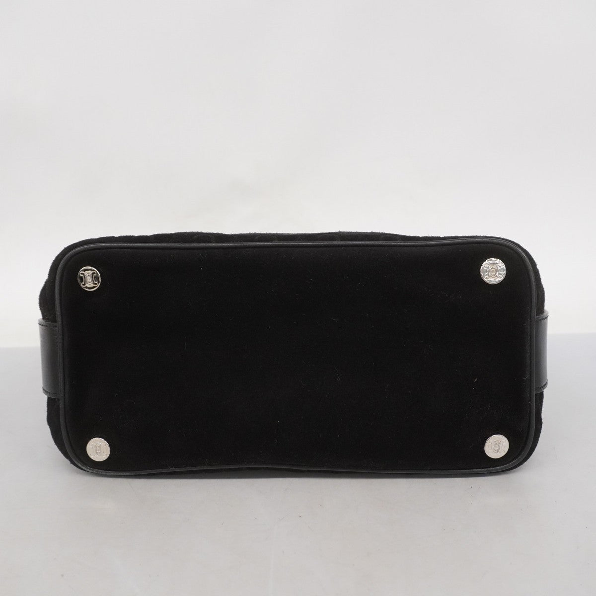 【5gd5491-h】セリーヌ ショルダーバッグ Cマカダム スウェード ブラック ゴールド金具【中古】レディース