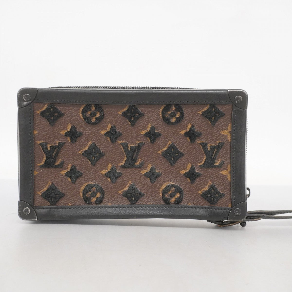 ★SALE【5gd5497-h】ルイヴィトン クラッチバッグ モノグラム・タフタージュ ソフトトランククラッチ M45061 ブラウン ブラック【中古】メンズ