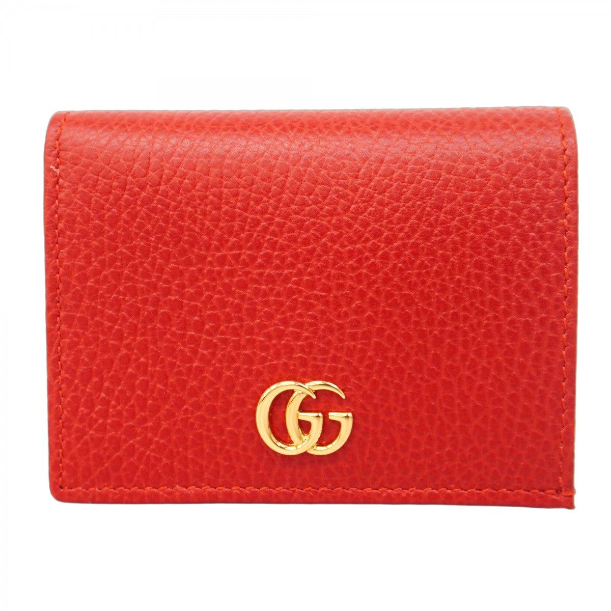 ★SALE【5gd5526-h】グッチ 財布 GGマーモント 456126 レザー レッド ゴールド金具【中古】レディース