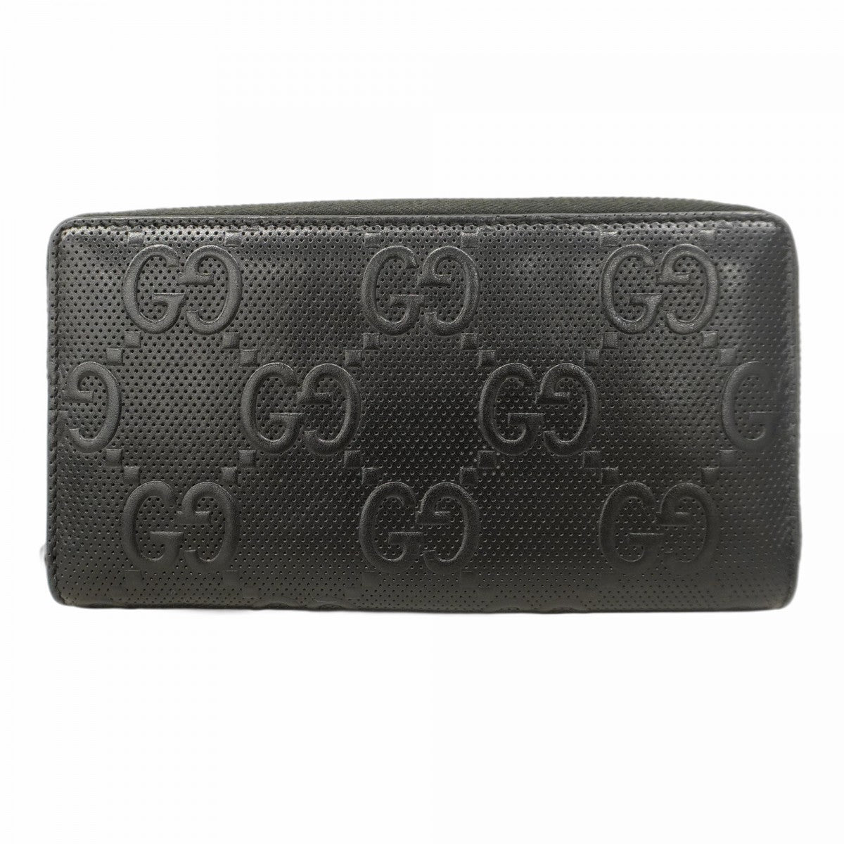 【5ge5593-h】グッチ 長財布 GGエンボス 625558 レザー ブラック シルバー金具【中古】メンズ