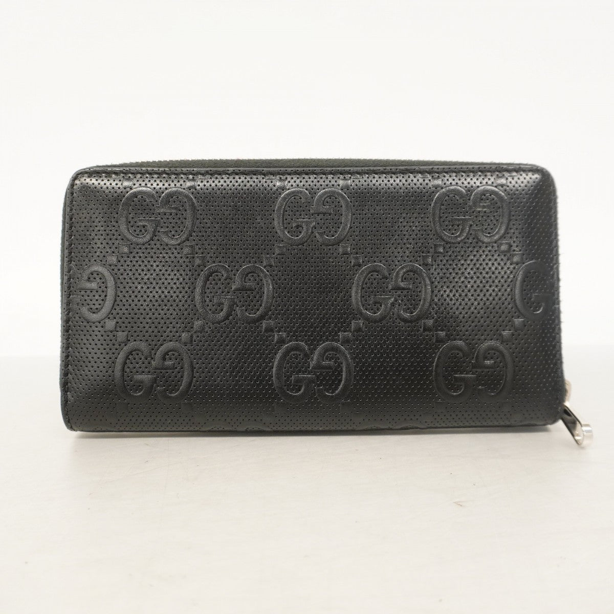 【5ge5593-h】グッチ 長財布 GGエンボス 625558 レザー ブラック シルバー金具【中古】メンズ