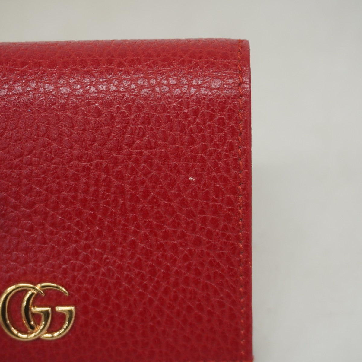 【5ge5620-h】グッチ 財布 GGマーモント 456126 レザー レッド ゴールド金具【中古】レディース