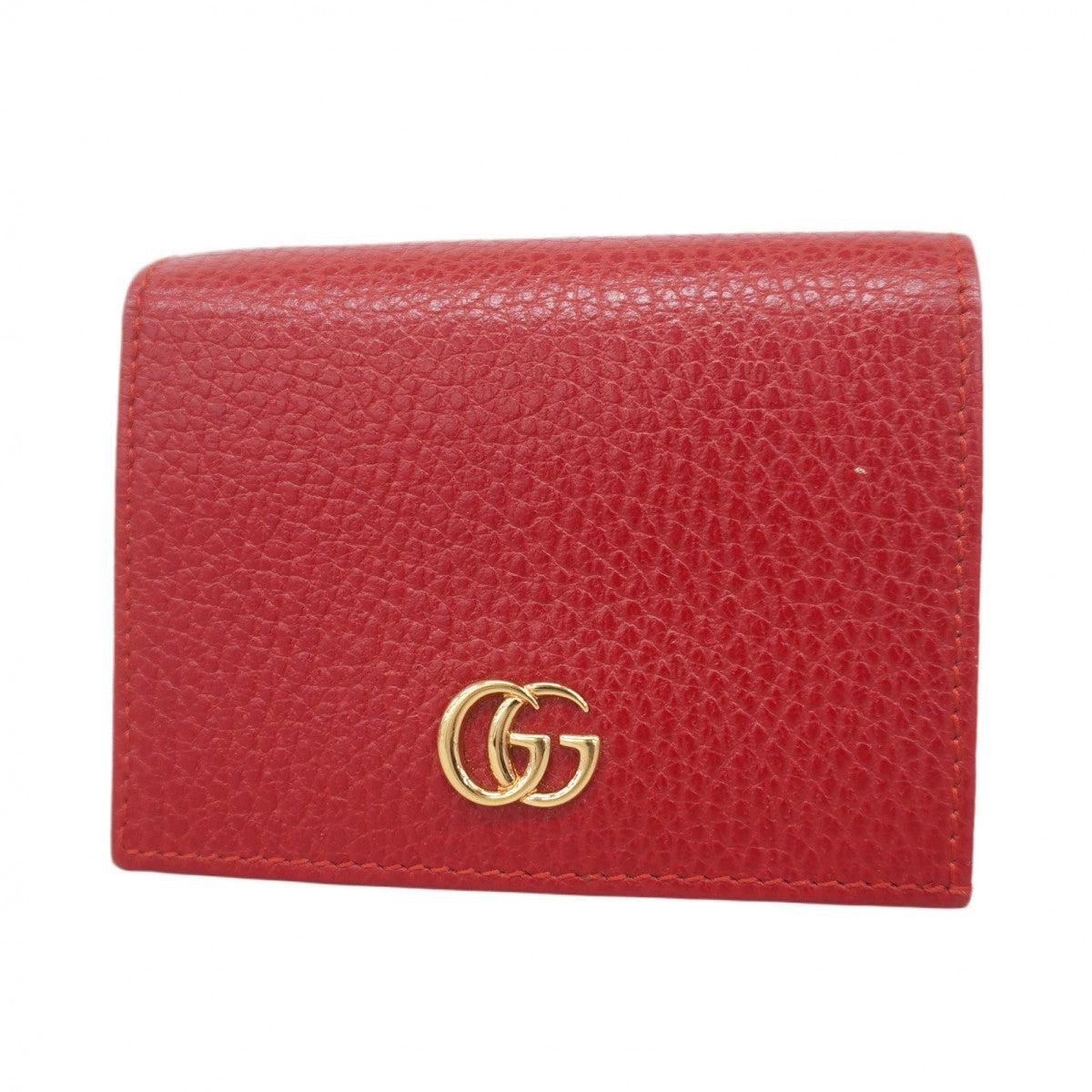 【5ge5620-h】グッチ 財布 GGマーモント 456126 レザー レッド ゴールド金具【中古】レディース
