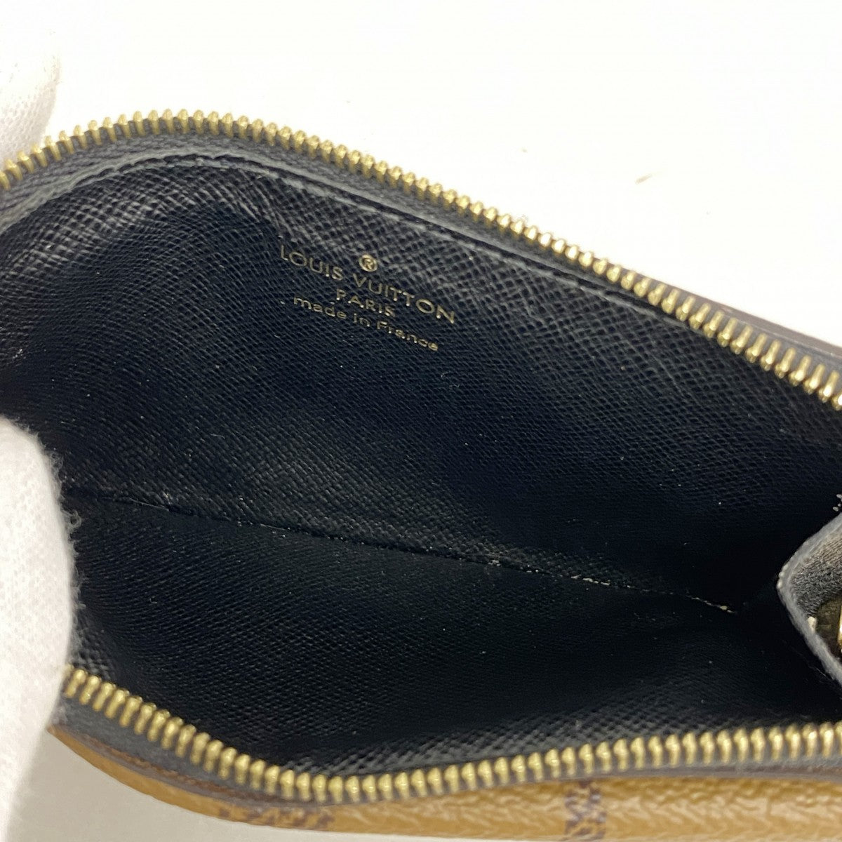 【5ge5625-h】ルイヴィトン コインケース モノグラム・リバース ポルトカルトレクトヴェルソ M81303 ブラウン【中古】レディース