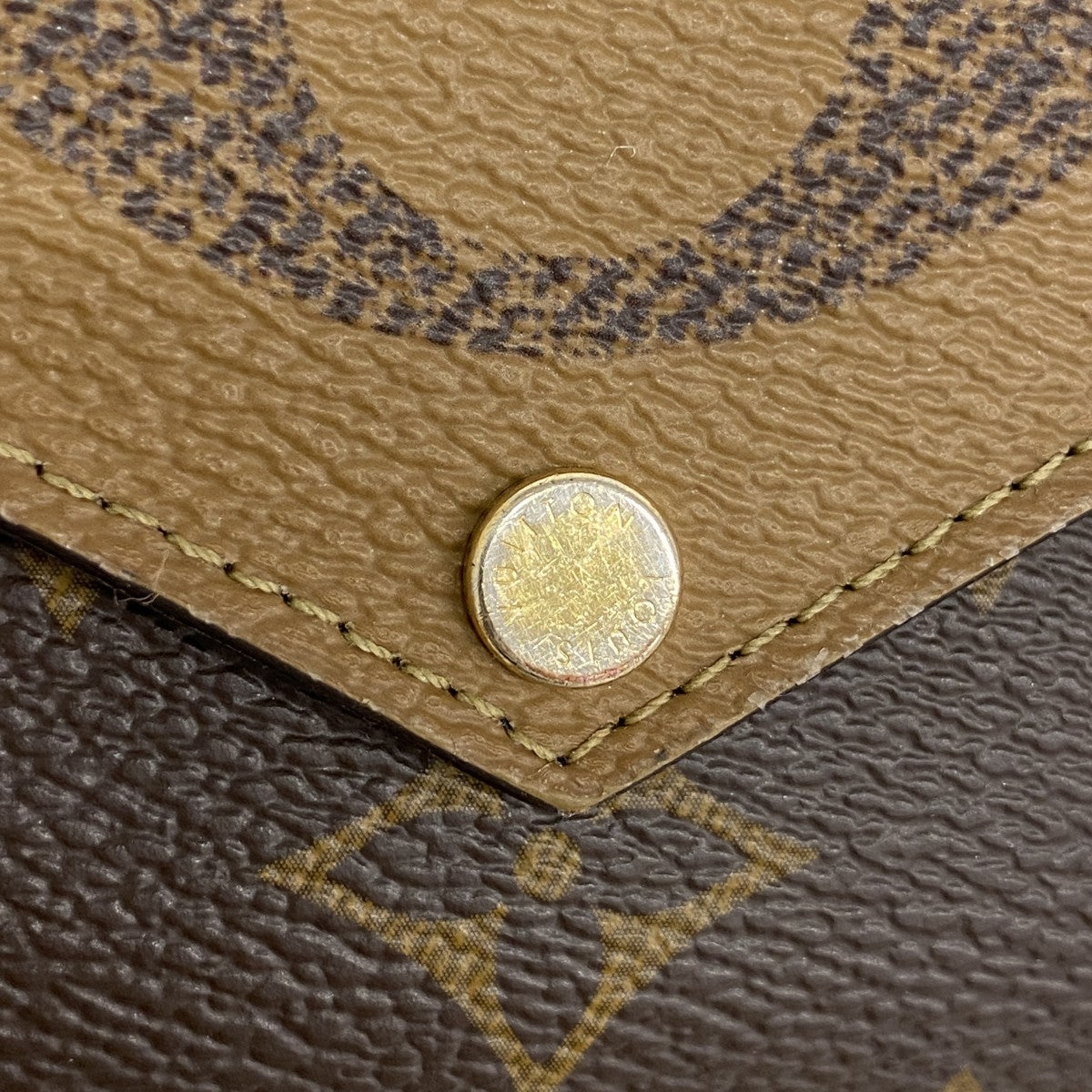 【5ge5625-h】ルイヴィトン コインケース モノグラム・リバース ポルトカルトレクトヴェルソ M81303 ブラウン【中古】レディース