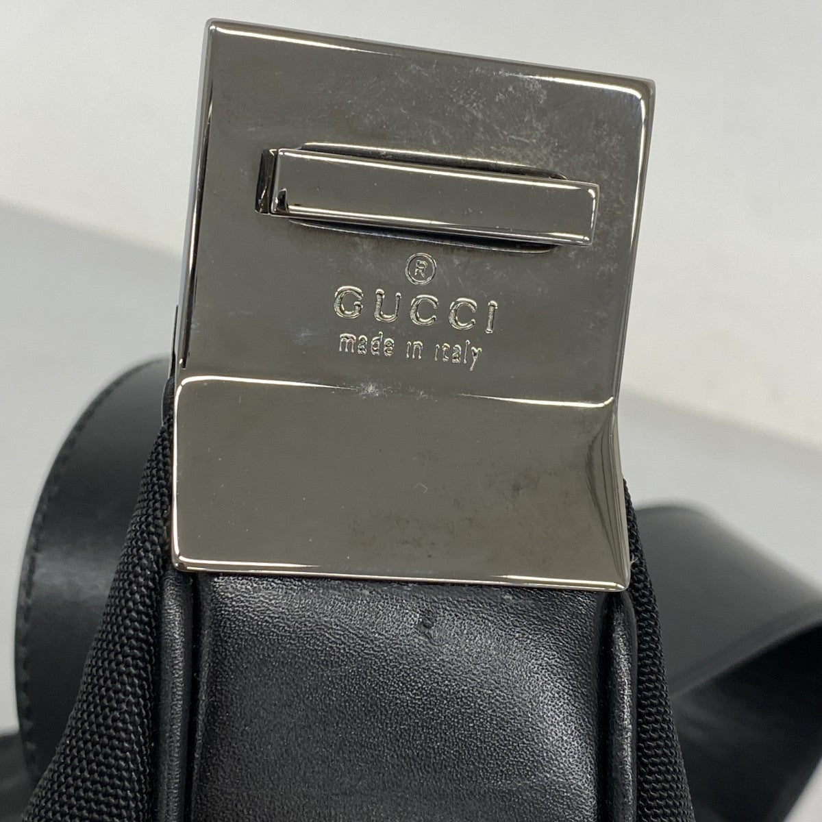 【5ge5645-h】グッチ ショルダーバッグ 001 3315 ナイロン ブラック シルバー金具【中古】レディース